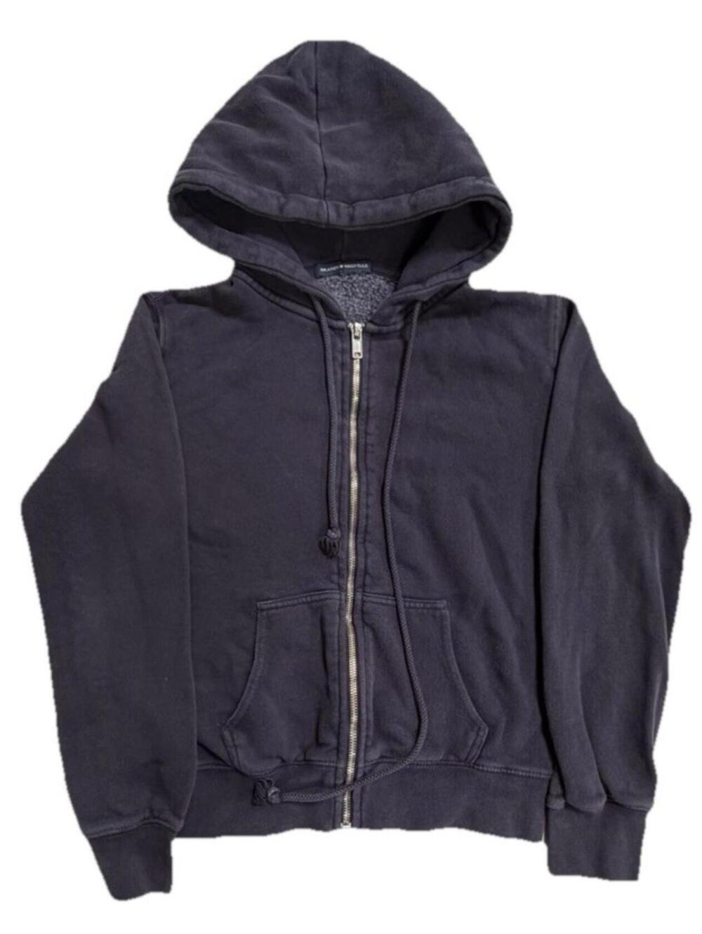 Brandy Melville Dark Gray Full Zip Hoodie Fleece Women's Long Sleeve